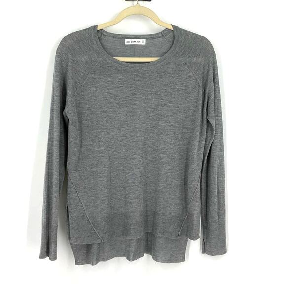 Zara Knit Gray Knit Top Long Sleeves Women's Medium Super Soft - Picture 1 of 7